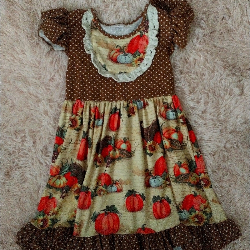 Girls Fall Pumpkin Boutique Dress Size XL (Fits 5)